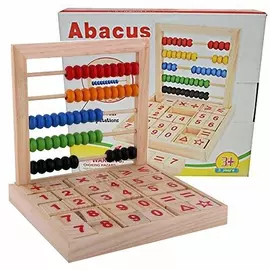 Abacus wooden counter and cubes for mathematical operations