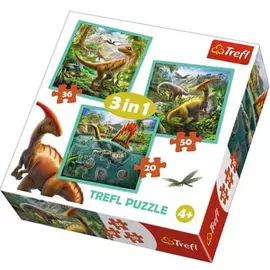Puzzle 3 ne 1 "Bota e mrekullueshme e dinozaureve" Trefl