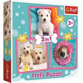 Puzzle 3 in 1 Dogs on the bath Trefl