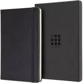 Notebook Leather Large Ruled Box Black