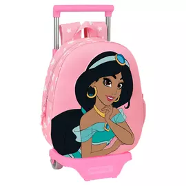 3D School Bag with Wheels Disney Jasmine Pink (28 x 10 x 67 cm)