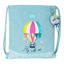 Backpack with Strings BlackFit8 Fly with me White Sky blue (35 x 40 x 1 cm)
