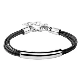Ladies'Bracelet Elixa EL121-8193 Black Steel Natural rubber Silver (21 cm)