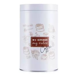 Tin Circular Coffee White Tin (10,4 x 18,2 x 10,4 cm)