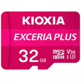 Micro SD Memory Card with Adaptor Kioxia Exceria Plus UHS-I U3 Class 10 Pink, Capacity: 64 GB