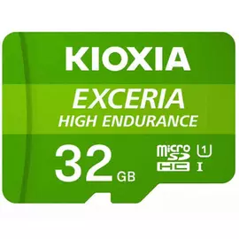 Kartë memorie Micro SD me përshtatës Kioxia Exceria Endurance High Class 10 UHS-I U3 Green, Kapaciteti: 32 GB