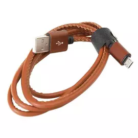 Cable Platinet Micro Usb To Usb Leather Cable 1m 2.4A Brown [43293]