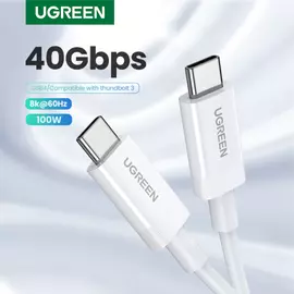 Cable Ugreen Thenderbolt 4 USB4  , USB-C to USB-C 40Gbps , Power Delivery 100W audio wideo 8K 60Hz , 80cm , white , 40113