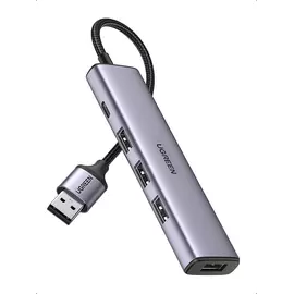 HUB Ugreen 4in1 USB-A 3.0 deri në 4x USB-A 3.0 1x USB-C 3.0, gri, 20805