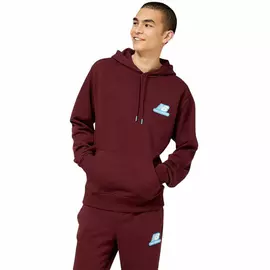 Men’s Hoodie New Balance Essentials Stacked Rubber Maroon, Size: L