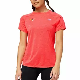 Women’s Short Sleeve T-Shirt New Balance Impact Run Orange, Size: L