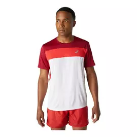 Men’s Short Sleeve T-Shirt Asics Race White Red, Size: M