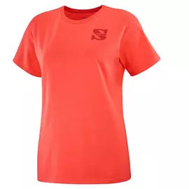 Bluzë për meshkuj me mëngë të shkurtra Salomon Outlife Logo e vogël portokalli, Madhësia: M