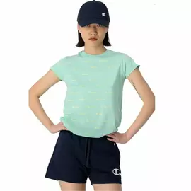 Women’s Short Sleeve T-Shirt Crewneck Champion  Croptop Aquamarine, Size: L