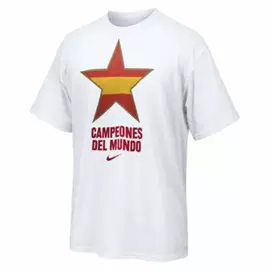 Men’s Short Sleeve T-Shirt Nike Estrella España Campeones del Mundo 2010 White, Size: L