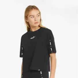 Women’s Short Sleeve T-Shirt Puma  Tape Crop  Black, Size: L