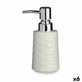 Soap Dispenser Ceramic Silver White 6 Units (150 ml)