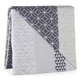Reversible Bedspread Hexagonal Grey White (180 x 260 cm)