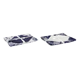 Tablecloth and napkins DKD Home Decor 8424001798797 White Navy Blue (150 x 150 x 0,5 cm)