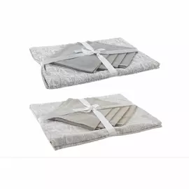 Tablecloth and napkins DKD Home Decor Beige Cotton White (150 x 150 x 0.5 cm) (36 x 35 x 0,5 cm) (2 pcs)
