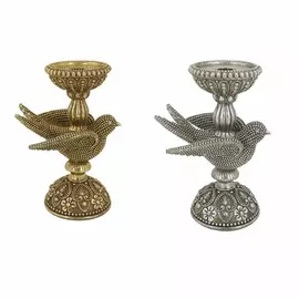 Candle Holder DKD Home Decor Silver Golden Resin Bird (16.6 x 11.6 x 24.5 cm) (2 pcs)