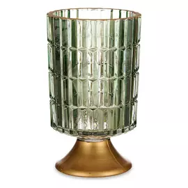 LED Lantern Metal Golden Green Glass (10,7 x 18 x 10,7 cm)