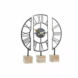 Table clock DKD Home Decor Black Iron MDF Wood (30 x 6 x 40 cm)