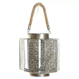 Candle Holder DKD Home Decor Silver Metal Rope (21 x 21 x 22 cm)