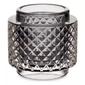 Candleholder Grey Glass (9 x 8,8 x 9 cm)