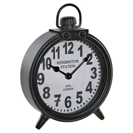 Table clock DKD Home Decor Dark Grey Iron (18.5 x 5.5 x 26 cm)