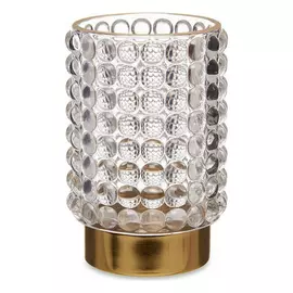 Candleholder Points Golden Transparent Glass (8,5 x 12,5 x 8,5 cm)