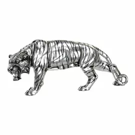 Decorative Figure DKD Home Decor Tiger Silver Resin (31 x 7.5 x 13.5 cm)