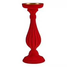 Candle Holder Christmas Red Wood Velvet (11 x 11 x 27,8 cm)