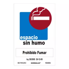 Sign Normaluz Espacio sin humo, prohibido fumar PVC (30 x 40 cm)