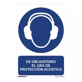 Sign Normaluz Paso obligatorio el uso de protección acústica PVC (30 x 40 cm)