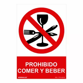 Sign Normaluz Prohibido comer y beber PVC (30 x 40 cm)