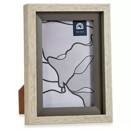 Photo frame Grey Brown Crystal Wood Plastic (14 x 2 x 18,8 cm)