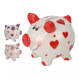 Money box Ceramic Pig Hearts (9 x 7,5 x 8 cm)
