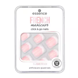 Thonjtë e rremë Essence Click & Go Nails 01-Manikyr francez francez klasik 12 njësi