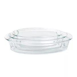 Set oval glass casserole 3 pcs