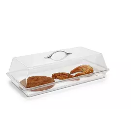 Polycarbonate Cake Cover and Tray Rectangular With Metal Handle Small