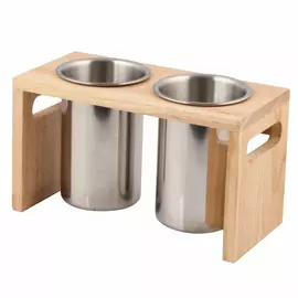 Stainless steel spoon holder & wood 2 pieces