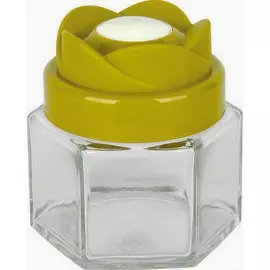 Corner glass container with tulip lid M224