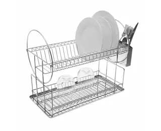 Draining Rack for Kitchen Sink Versa Plates Grey Double Steel Iron  polypropylene (23,5 x 36 x 42,5 cm)