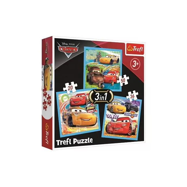 Puzzle 3 ne 1 Disney Cars Trefl