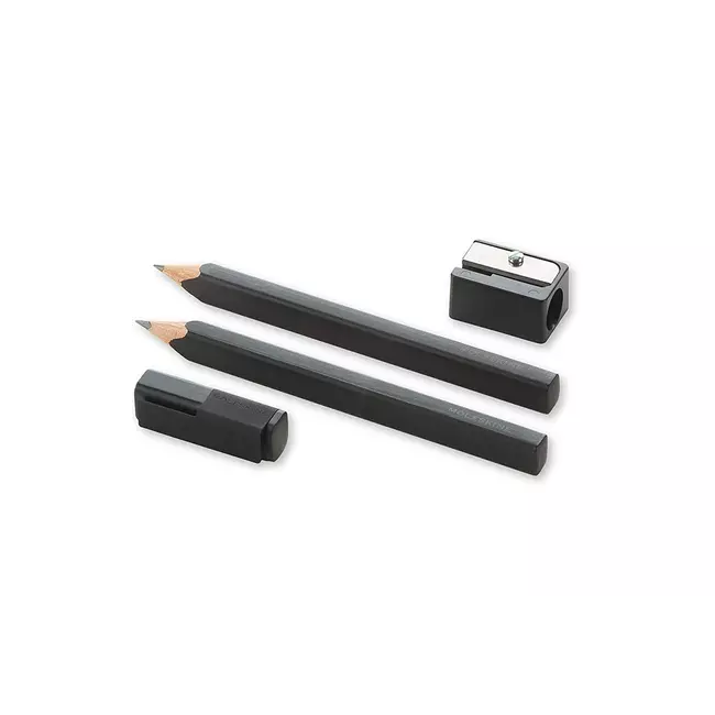 Set Of 2 Black Pencils + Sharpener