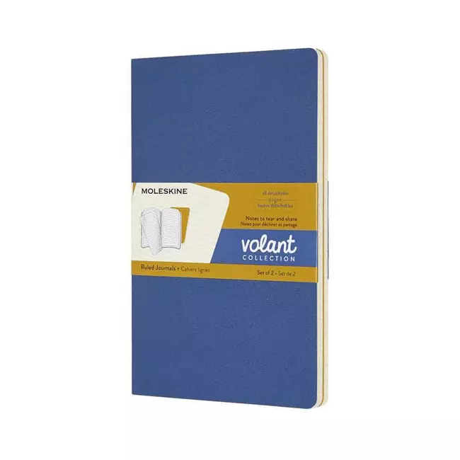 Volant Ruled Journal Large Blue & Yellow  (set Of2)