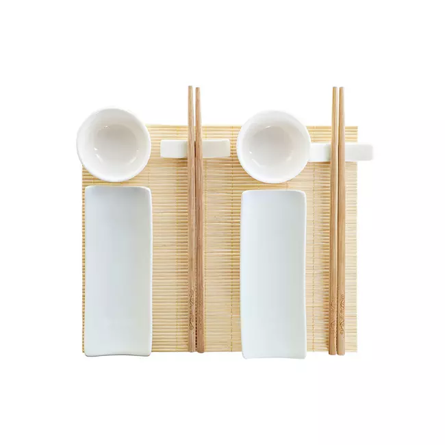 Sushi Set DKD Home Decor Bamboo Stoneware (28,5 x 19,5 x 3,3 cm)