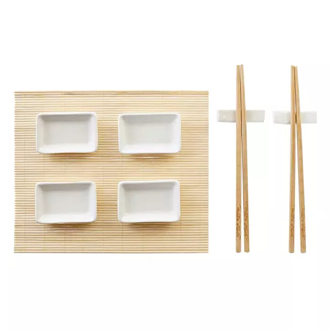 Sushi Set DKD Home Decor Natural White Bamboo (28 x 22 x 2,5 cm)
