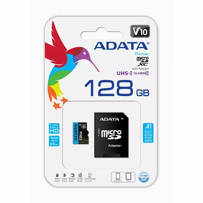Kartë memorie Micro SD me përshtatës Adata CLASS10 128 GB